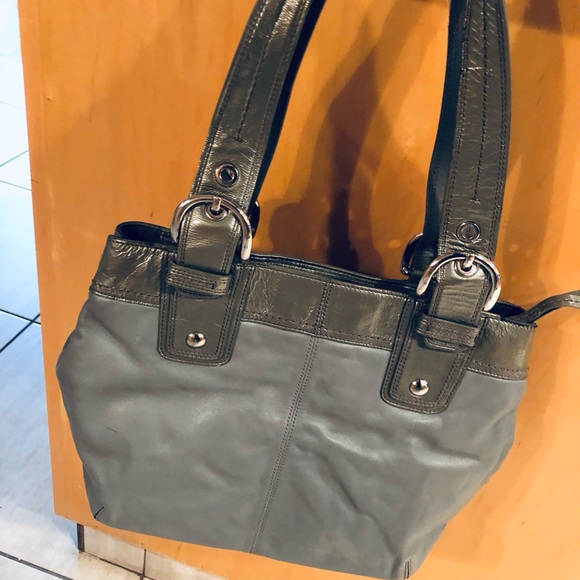 Coach, Soho, Pleated Tote, Grey Leather, Silver tone Hardware Accents, GUC - Picture 7 of 16